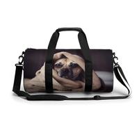 Gym Bag for Men Women Cute Raccoon Duffel Bag Overnight Bag with Compartment Gym Sackpac, dog in a blanket, 17.7in/9in/9in
