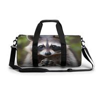 Gym Bag for Men & Women Cute Raccoon Printed with Shoe & Wet Compartment - Duffle Bag for Travel, Sports, Fitness & Workout