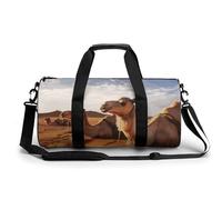 Gym Bag for Men Women Cute Snowboard Snowman Duffel Bag Overnight Bag with Compartment Gym Sackpac, Camels Rest Desert, 17.7in/9in/9in