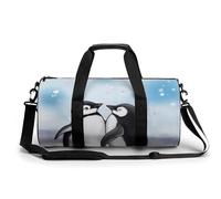 Gym Bag for Men Women Cute Yellow Rubber Ducky Duffel Bag Overnight Bag with Compartment Gym Sackpac, I Love Penguins, 17.7in/9in/9in
