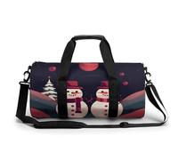 Gym Bag for Men Women Floating in The Duffel Bag Overnight Bag with Compartment Gym Sackpac, Two Dancing Snowmen, 17.7in/9in/9in