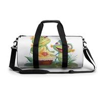 Gym Bag for Men Women Floating in The Duffel Bag Overnight Bag with Compartment Gym Sackpac, Two Frogs Eating Cake, 17.7in/9in/9in