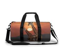 Gym Bag for Men Women French Bulldog Dog Cute Duffel Bag Overnight Bag with Compartment Gym Sackpac, Giraffe at sunset, 17.7in/9in/9in