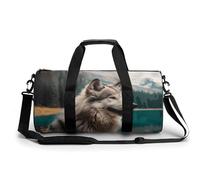 Gym Bag for Men Women,Fun Animal Wolf Printed Workout Bags,Small Travel Duffle Bags for Traveling Overnight Weekender Bag Personal Item Travel Bag Large Sport Bag, Fun Animal Wolf, 17.7in/9in/9in