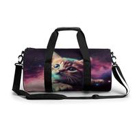 Gym Bag for Men Women,Galaxy Cat Baby Printed Workout Bags,Small Travel Duffle Bags for Traveling Overnight Weekender Bag Personal Item Travel Bag Large Sport Bag, Galaxy Cat Baby, 17.7in/9in/9in