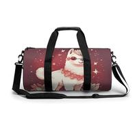 Gym Bag for Men Women Geometric Balance Duffel Bag Overnight Bag with Compartment Gym Sackpac, Alpaca with Stars and Green, 17.7in/9in/9in