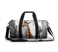 Gym Bag for Men & Women Giraffe in New York Printed with Shoe & Wet Compartment - Duffle Bag for Travel, Sports, Fitness & Workout