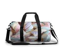 Gym Bag for Men Women Gray And Magenta Duffel Bag Overnight Bag with Compartment Gym Sackpac, Pile of Marshmallows, 17.7in/9in/9in