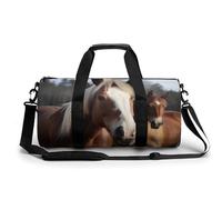 Gym Bag for Men & Women Horses Animals Printed with Shoe & Wet Compartment - Duffle Bag for Travel, Sports, Fitness & Workout