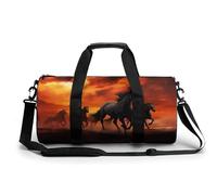 Gym Bag for Men & Women Horses Red Glowing Clouds Printed with Shoe & Wet Compartment - Duffle Bag for Travel, Sports, Fitness & Workout