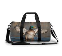 Gym Bag for Men Women Hunting Flying Wild Ducks Duffel Bag Overnight Bag with Compartment Gym Sackpac, Hunting Flying Wild Ducks, 17.7in/9in/9in