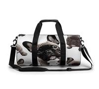 Gym Bag for Men Women Hunting Flying Wild Ducks Duffel Bag Overnight Bag with Compartment Gym Sackpac, French Bulldog, 17.7in/9in/9in