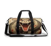 Gym Bag for Men Women Hunting Flying Wild Ducks Duffel Bag Overnight Bag with Compartment Gym Sackpac, Snake Open Mouth, 17.7in/9in/9in