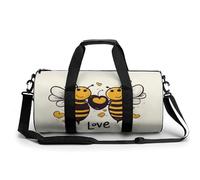 Gym Bag for Men Women Kiwi Slice Duffel Bag Overnight Bag with Compartment Gym Sackpac, Bee Love Honey, 17.7in/9in/9in