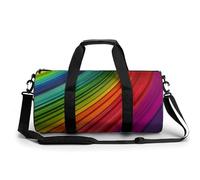Gym Bag for Men Women Kiwi Slice Duffel Bag Overnight Bag with Compartment Gym Sackpac, Rainbow Color stripe, 17.7in/9in/9in