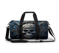 Gym Bag for Men Women Kiwi Slice Duffel Bag Overnight Bag with Compartment Gym Sackpac, Skeleton Pirate-1, 17.7in/9in/9in
