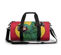 Gym Bag for Men Women Light Blue Petals Duffel Bag Overnight Bag with Compartment Gym Sackpac, Two Red Parrots, 17.7in/9in/9in