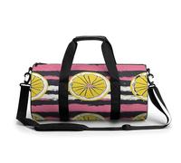 Gym Bag for Men Women Light Blue Petals Duffel Bag Overnight Bag with Compartment Gym Sackpac, Yellow Lemon Slices, 17.7in/9in/9in
