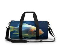 Gym Bag for Men Women Little Bell with Bow Duffel Bag Overnight Bag with Compartment Gym Sackpac, Lonely Fish, 17.7in/9in/9in