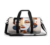 Gym Bag for Men Women Little Bell with Bow Duffel Bag Overnight Bag with Compartment Gym Sackpac, Minimalist Geometry, 17.7in/9in/9in