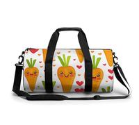 Gym Bag for Men Women Little Fat Tiger Head Duffel Bag Overnight Bag with Compartment Gym Sackpac, Carrot in Cartoon Style, 17.7in/9in/9in
