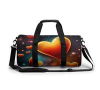 Gym Bag for Men Women Love Heart Surrounded by White Lines Duffel Bag Overnight Bag with Compartment Gym Sackpac, Hearts and Stars, 17.7in/9in/9in