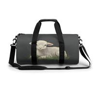 Gym Bag for Men Women Love Heart Surrounded by White Lines Duffel Bag Overnight Bag with Compartment Gym Sackpac, Lamb in the Grass, 17.7in/9in/9in
