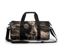 Gym Bag for Men Women Monkey Lemur Cute Duffel Bag Overnight Bag with Compartment Gym Sackpac, Black and White Goat, 17.7in/9in/9in
