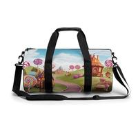Gym Bag for Men Women Monkey Lemur Cute Duffel Bag Overnight Bag with Compartment Gym Sackpac, candy land_76682316, 17.7in/9in/9in