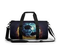 Gym Bag for Men Women Night Crow Duffel Bag Overnight Bag with Compartment Gym Sackpac, Cool soccer ball, 17.7in/9in/9in