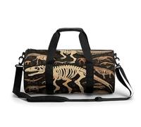 Gym Bag for Men Women Night Crow Duffel Bag Overnight Bag with Compartment Gym Sackpac, Dinosaur Skeleton Print, 17.7in/9in/9in