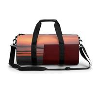 Gym Bag for Men Women Palm Tree Clip Art Duffel Bag Overnight Bag with Compartment Gym Sackpac, Painting Sunset by the Seaside, 17.7in/9in/9in