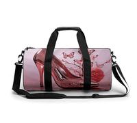 Gym Bag for Men Women,Pink High Heeled Shoes Butterfly Printed Workout Bags,Small Travel Duffle Bags for Traveling Overnight Weekender Bag Personal Item Travel Bag Large Sport Bag, Pink High Heeled