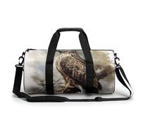 Gym Bag for Men Women Polar Bears Northern Lights Duffel Bag Overnight Bag with Compartment Gym Sackpac, Watercolor of Hawk Sitting, 17.7in/9in/9in