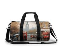 Gym Bag for Men Women Pomeranian Dog Duffel Bag Overnight Bag with Compartment Gym Sackpac, London Impression, 17.7in/9in/9in