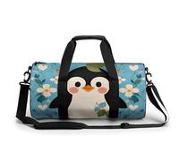 Gym Bag for Men Women Purple Elephant Duffel Bag Overnight Bag with Compartment Gym Sackpac, Cute penguin print, 17.7in/9in/9in