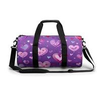 Gym Bag for Men Women,Purple Love Pattern Printed Workout Bags,Small Travel Duffle Bags for Traveling Overnight Weekender Bag Personal Item Travel Bag Large Sport Bag, Purple Love Pattern,