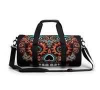Gym Bag for Men Women Red Black Plate Duffel Bag Overnight Bag with Compartment Gym Sackpac, Sugar Skulls Day of the Dead, 17.7in/9in/9in