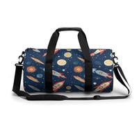 Gym Bag for Men Women,Rocket in Space Printed Workout Bags,Small Travel Duffle Bags for Traveling Overnight Weekender Bag Personal Item Travel Bag Large Sport Bag, Rocket in Space, 17.7in/9in/9in