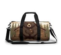 Gym Bag for Men & Women Rustic Lodge Bear Printed with Shoe & Wet Compartment - Duffle Bag for Travel, Sports, Fitness & Workout