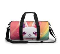Gym Bag for Men Women Snowman Orange Nose Duffel Bag Overnight Bag with Compartment Gym Sackpac, Smiling Bunny, 17.7in/9in/9in