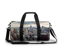 Gym Bag for Men Women Soccer Black Duffel Bag Overnight Bag with Compartment Gym Sackpac, New York Fashion City, 17.7in/9in/9in