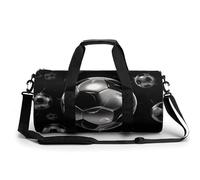 Gym Bag for Men Women Soccer Black Duffel Bag Overnight Bag with Compartment Gym Sackpac, Soccer Black, 17.7in/9in/9in