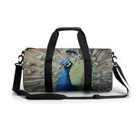Gym Bag for Men Women Soccer Black Duffel Bag Overnight Bag with Compartment Gym Sackpac, The Peacock, 17.7in/9in/9in