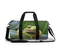 Gym Bag for Men Women Soccer Black Duffel Bag Overnight Bag with Compartment Gym Sackpac, Tree Frog Baby, 17.7in/9in/9in