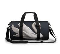 Gym Bag for Men Women Soccer Black Duffel Bag Overnight Bag with Compartment Gym Sackpac, White Swan, 17.7in/9in/9in
