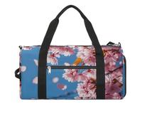 Gym Bag for Men Women Travel Duffle Bag Cherry Blossom Background Carry On Weekender Bag with Shoe Compartment, style, One size, Style, One size