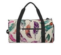 Gym Bag for Men Women Travel Duffle Bag Colorful Feather Pattern Carry On Weekender Bag with Shoe Compartment, style, One size, Style, One size