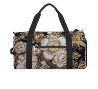 Gym Bag for Men Women Travel Duffle Bag Gold Leaf Flowers Carry On Weekender Bag with Shoe Compartment, style, One size, Style, One size