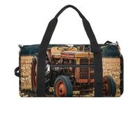 Gym Bag for Men Women Travel Duffle Bag Old Tractor Photoes Farm Carry On Weekender Bag with Shoe Compartment, style, One size, Style, One size